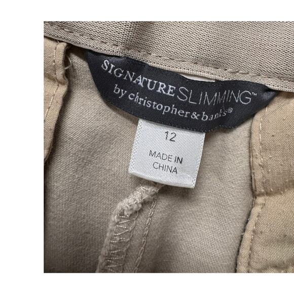 Christopher & Banks Signature Slimming 12 Kahaki Beige Pants - Picture 3 of 8